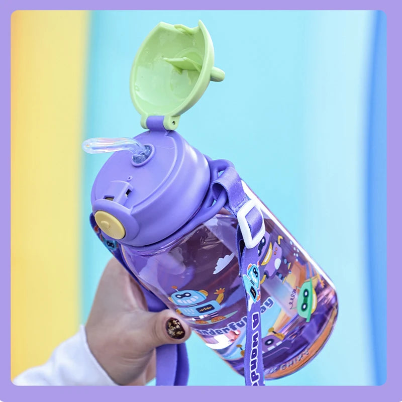 1PC enfants eau Sippy tasse enfants bouteille d'eau avec paille et poignée Portable bouteille à boire tasse enfants