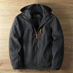 Men's casual outerwear jackets, spring and autumn fashion, slim fit, punch-hole jacket with hat, versatile men's streetwear