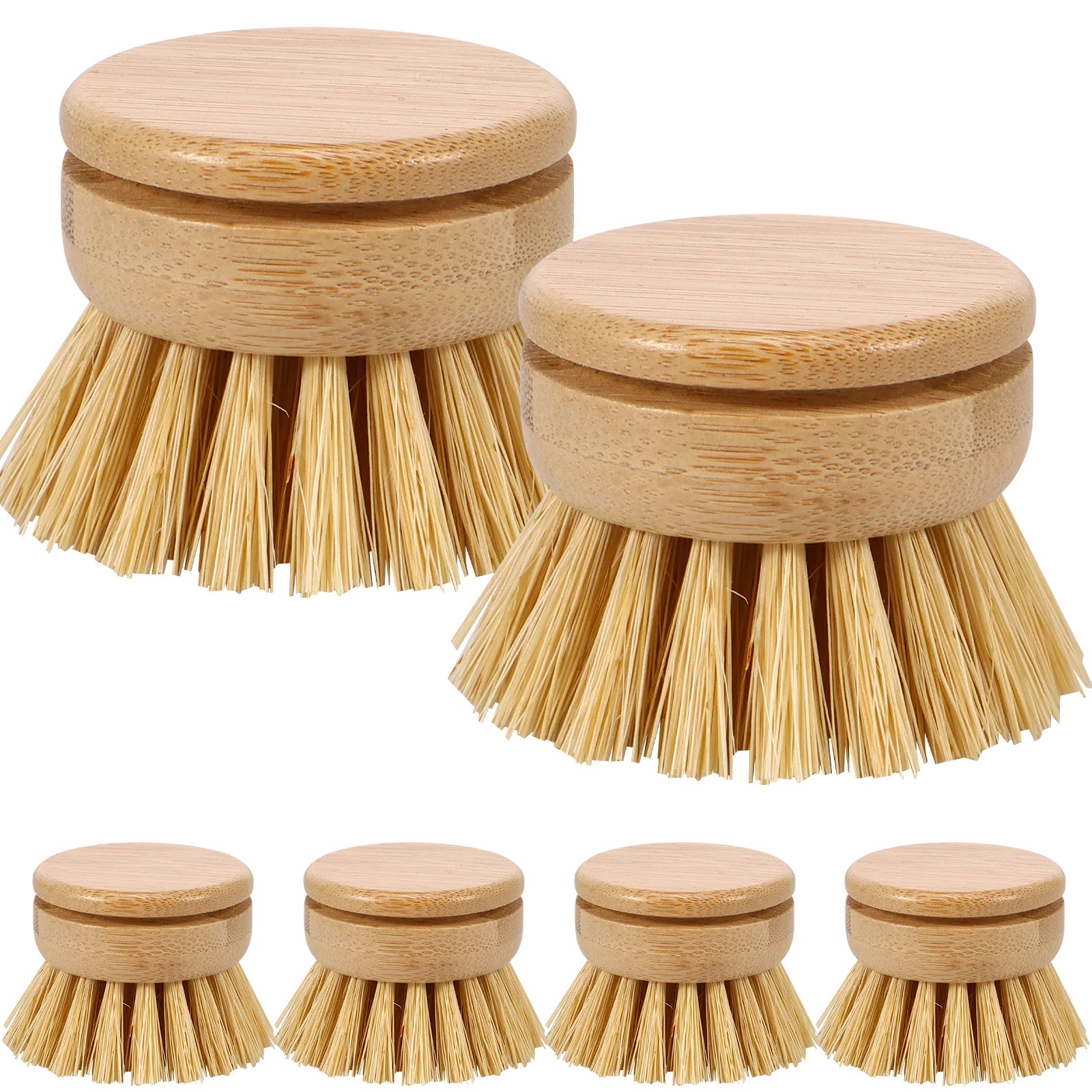 Brosse à vaisselle de cuisine en bambou naturel, outil de nettoyage de cuisine, tête de brosse respectueuse de l'environnement pour laver les casseroles et les cuisinières