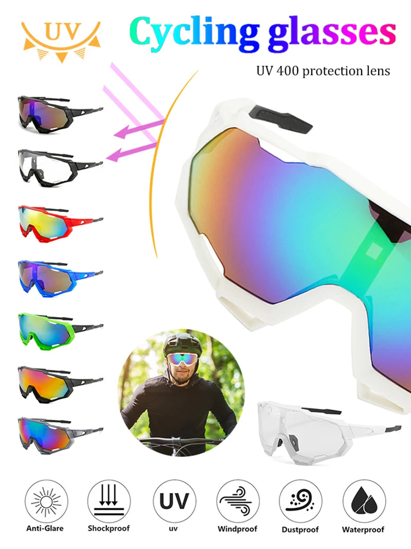 Lunettes de soleil de cyclisme en plein air pour hommes et femmes, lunettes de protection UV400, lunettes de sport coupe-vent, équitation, pêche, course, randonnée