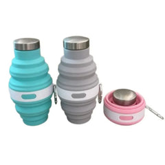 Bouteilles d'eau pliables réutilisables de 475ml, tasses de randonnée rétractables en Silicone portables avec mousqueton, tasses de boisson pliantes pour café