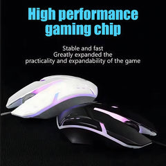Clavier et souris filaires rétroéclairés arc-en-ciel, capuchons de touches flottants, clavier solide, résistant à l'usure et au toucher confortable pour le bureau d'affaires
