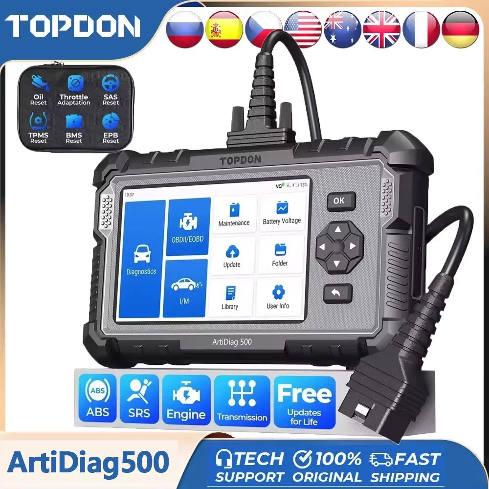 Topdon outil de Diagnostic de voiture tous les systèmes OBD2 Scanner de Diagnostic moteur ABS SRS Airbag outil de balayage automatique lecteur de Code ArtiDiag500
