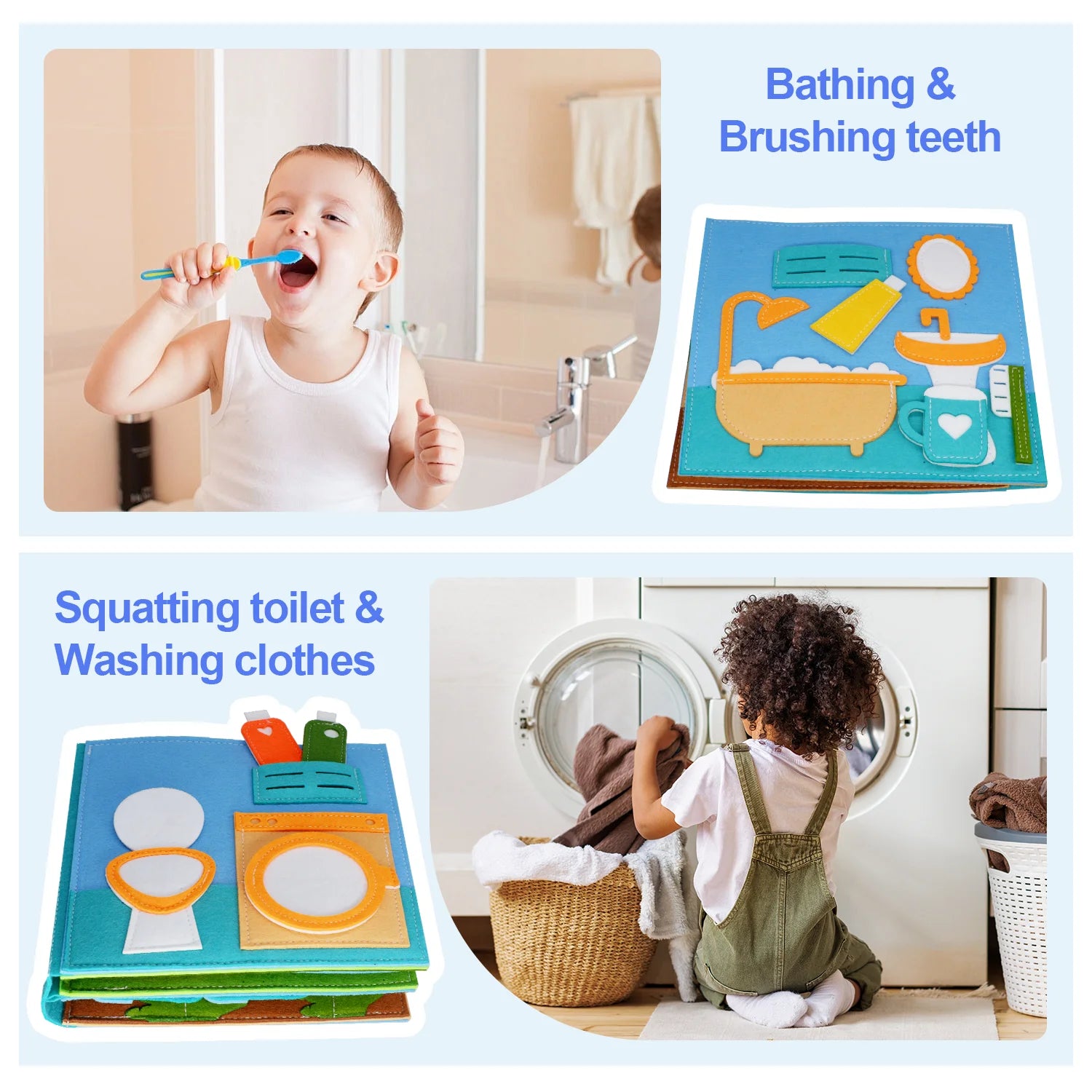 Montessori toy for toddlers, busy book, quiet book, pretend play, early educational activity book with life skills cognition
