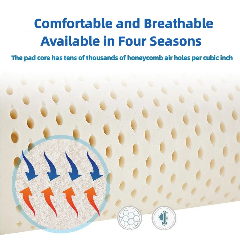Matelas en latex naturel thaïlandais avec housse, matelas en caoutchouc pur, lit épaissi, coussin de dortoir à domicile, 100% m, 1.5m