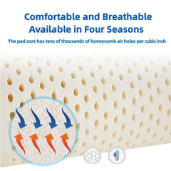 Matelas en latex naturel thaïlandais avec housse, matelas en caoutchouc pur, lit épaissi, coussin de dortoir à domicile, 100% m, 1.5m