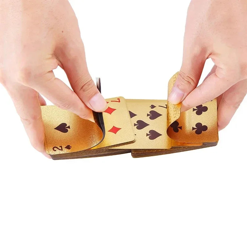 Carte de Poker en feuille d'or cartes à jouer en plastique de Style européen accessoires jeu de cartes étanches outils magiques