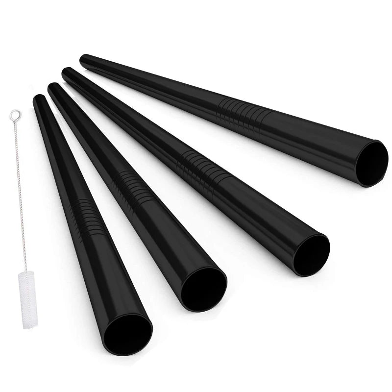 FAIS DU 4 pièces 12mm paille réutilisable en acier inoxydable 304 avec brosse de nettoyage pour un sorter facile des smoothies épais et des Milkshakes