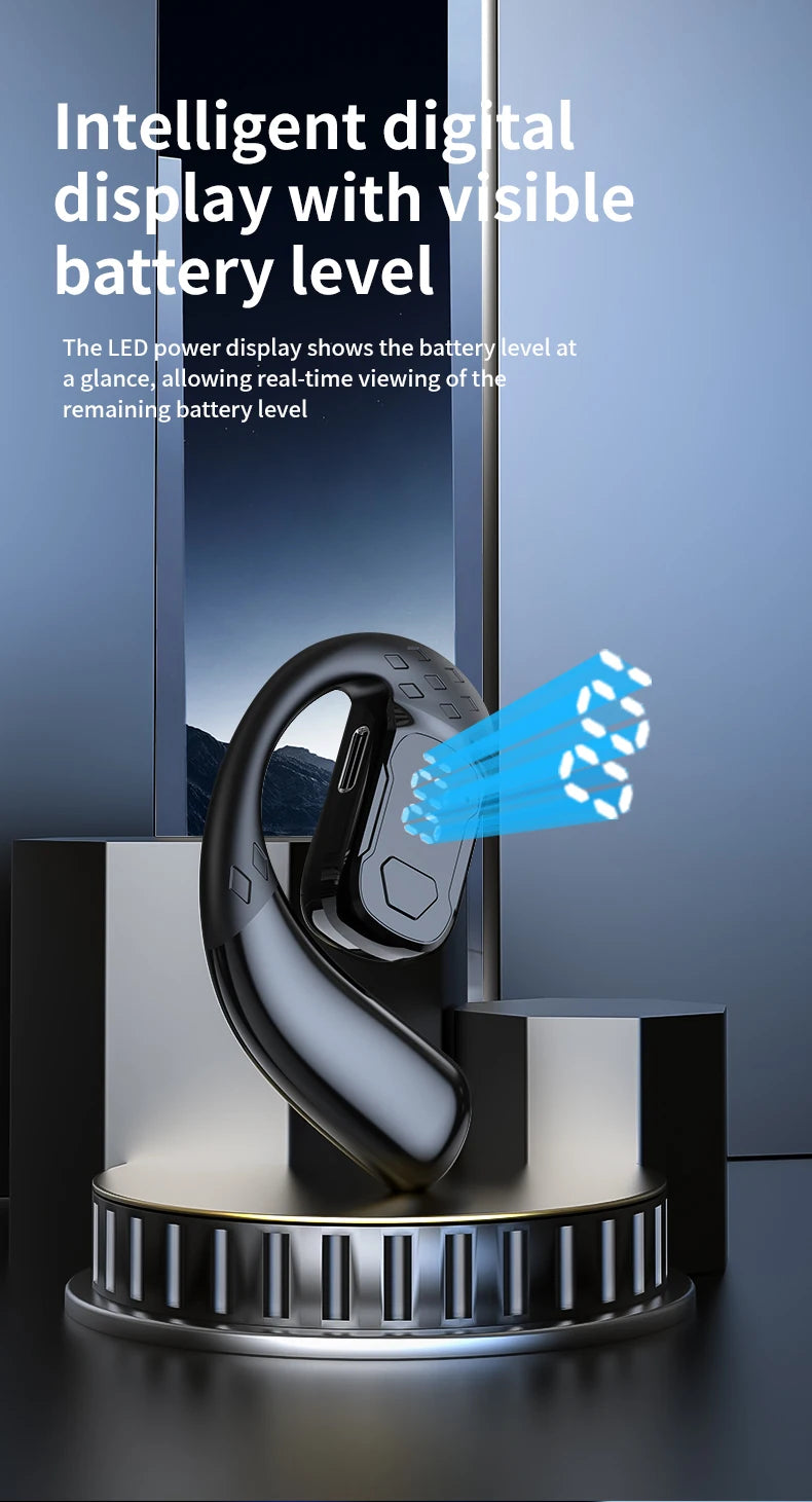 Sans fil Bluetooth 5.4 ouvert 180 °   casque à conduction d'air rotatif avec affichage de la batterie LED sur les deux oreilles et un écouteurs avec microphone