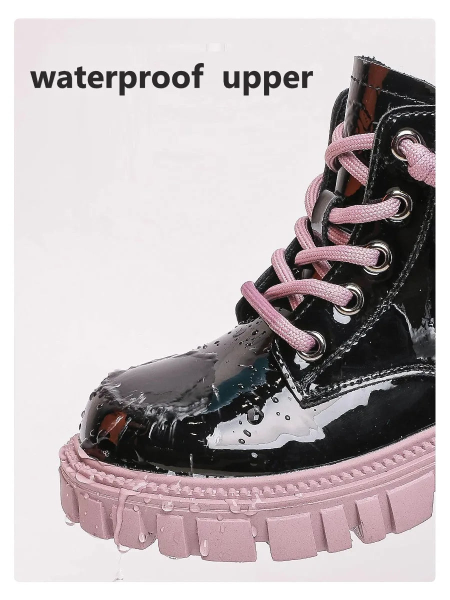 Bottes de neige imperméables pour enfants, style britannique, bottes de rinçage pour enfants, bottes chaudes pour garçons et filles, mode automne et hiver, 3 à 15 ans
