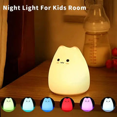 Veilleuse chat pour enfants lampe de nuit mignonne pour pépinière Squishy Silicone chat tactile lumières Portable cadeau pour enfants bébé enfants