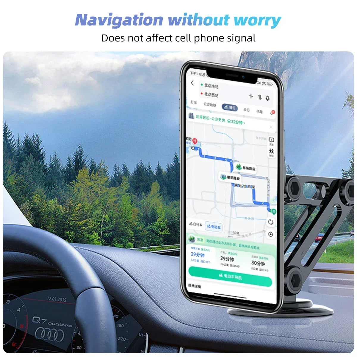 360 °   Support métallique rotatif, Support magnétique puissant pour téléphone de voiture, Support de téléphone pliable, Support magnétique pour évent, Support GPS pour téléphone