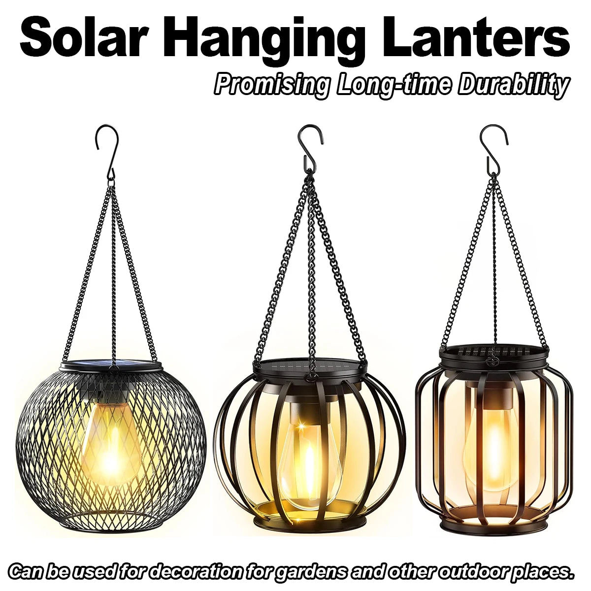 Lampe solaire LED lumière 3000k Cour lumière interrupteur automatique induction lumière extérieure imperméable à l'eau Cour décoration suspension