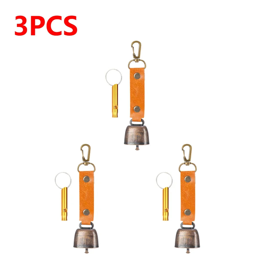 Loud bear bell with emergency whistle set, magnetic bear bell, silent repellent bell, bear bell for bear deterrence, 1-5 pieces