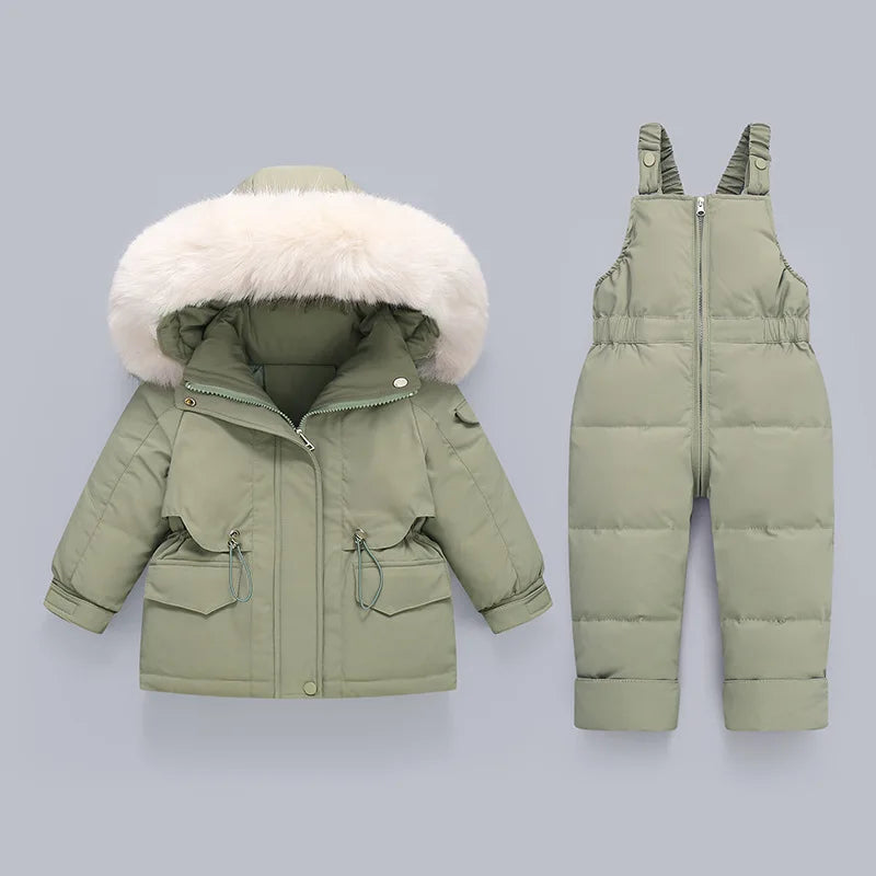 Ensembles de vêtements pour tout-petits, combinaisons de neige d'hiver pour bébés filles, doudounes chaudes, combinaisons à capuche en fourrure optique, combinaisons trempées, 0-3 ans