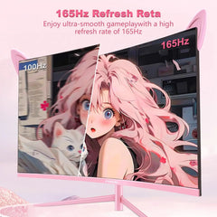 Moniteur rose incurvé de 27 pouces QHD 165hz 1800R, écran de jeu HDR10, écran de bureau à synchronisation libre, 1ms GTG avec haut-parleurs, inclinaison réglable