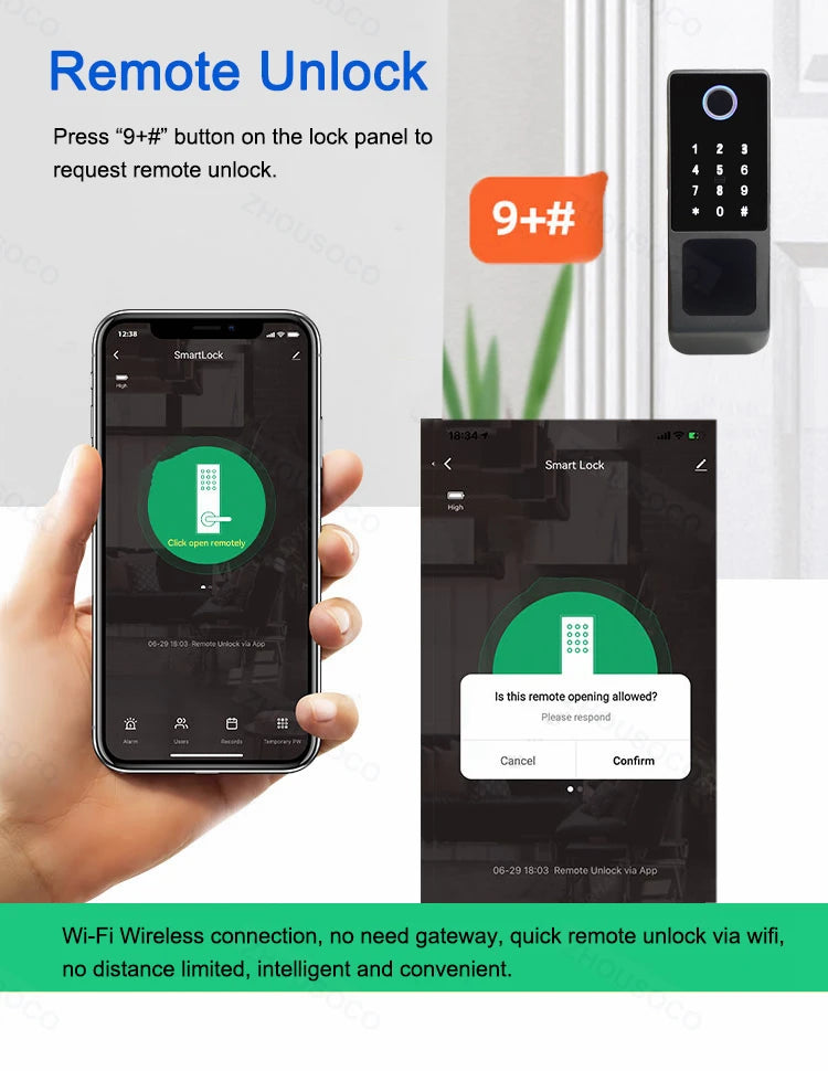 Serrure de porte intelligente électronique sans clé, serrure à empreintes digitales, étanche, Tuya, télécommande WiFi, Bluetooth, carte d'application TTLock, code numérique
