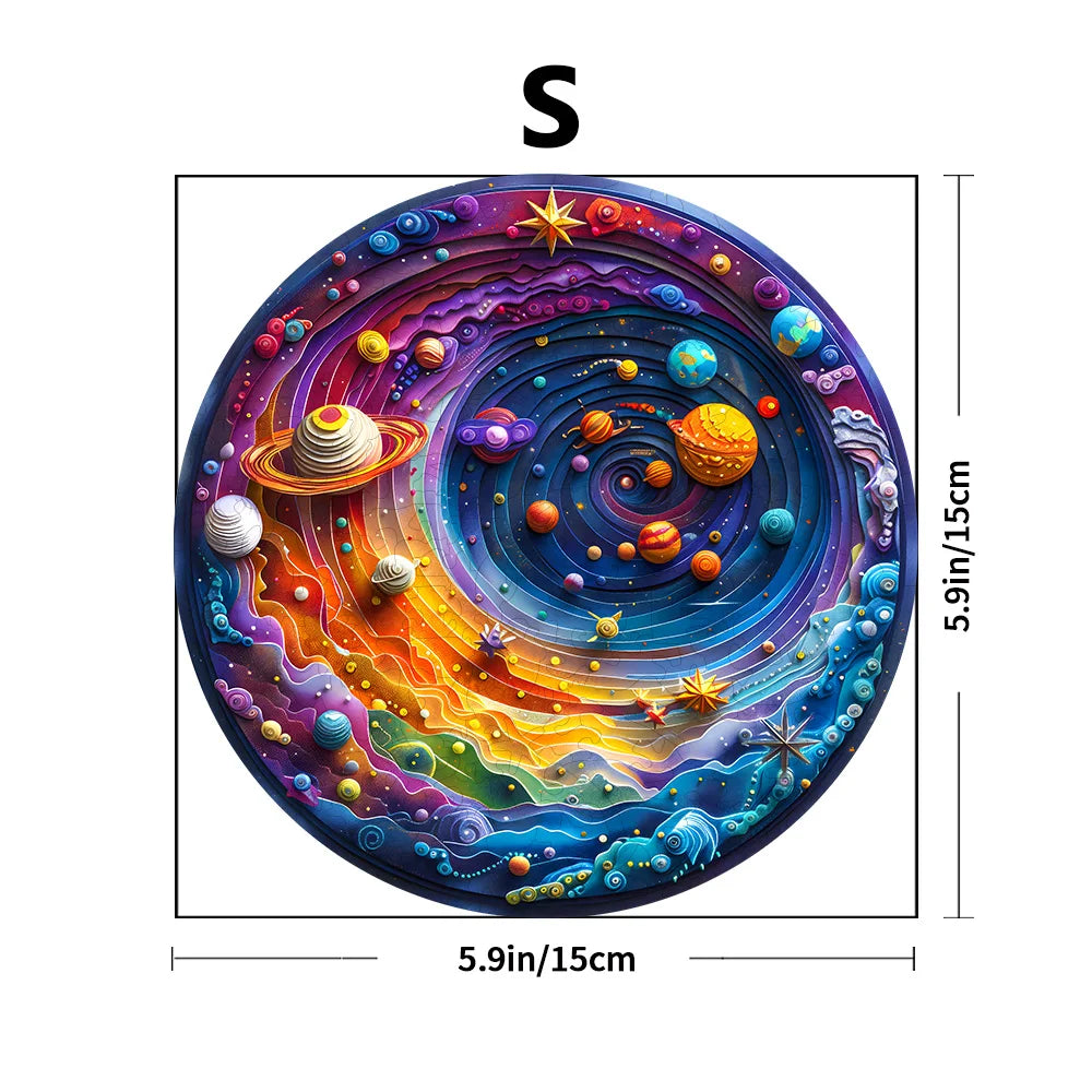 Puzzle en bois sur le thème de l'espace adapté aux adultes – Puzzle intellectuel de forme irrégulière stimulant, respectueux de l'environnement