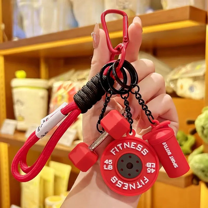Porte-clés plaques d'haltères détachables, tasses d'eau, Simulation d'haltères, pendentif créatif de la série Dopamine Fitness