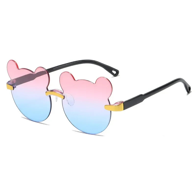 Lunettes de soleil pour enfants en forme d'ours lunettes pour enfants dessin animé sans monture UV400 lunettes pour enfants en plein air Anti-éblouissement filles garçons lunettes de soleil