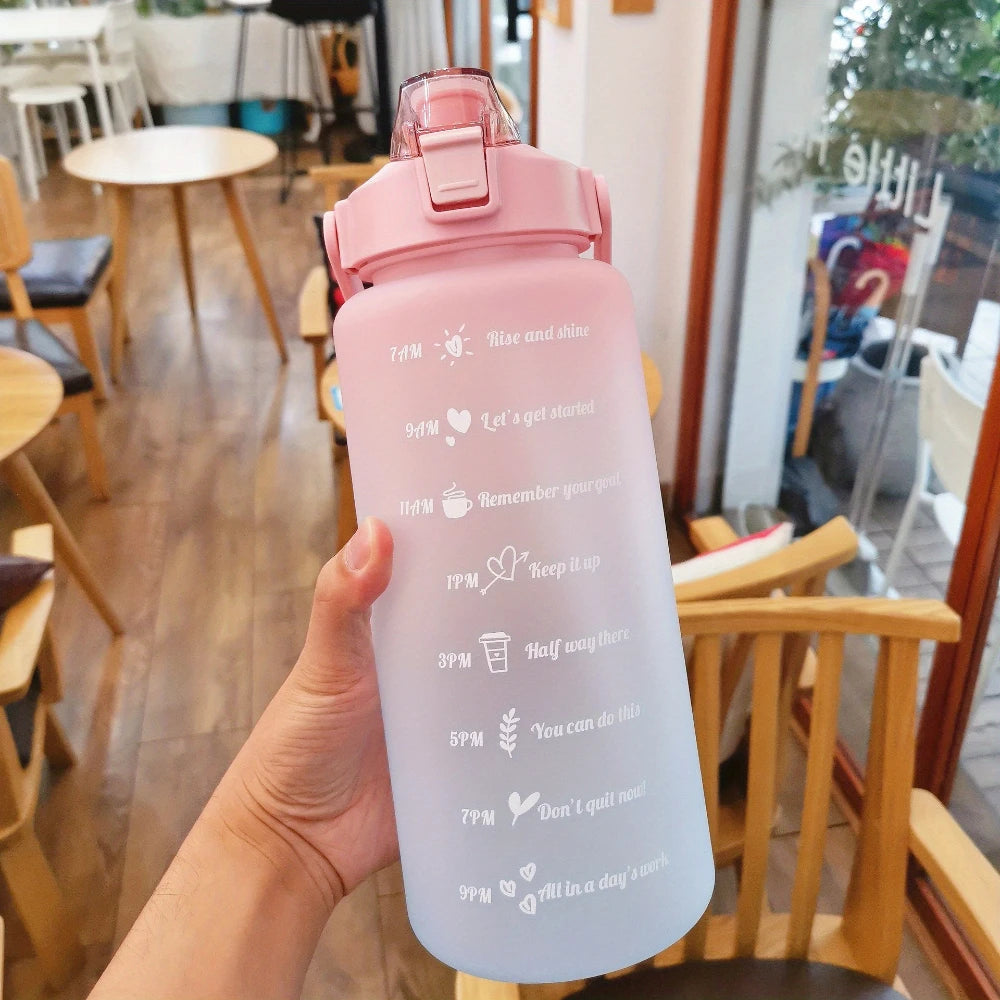 Bouteille d'eau 2 litres, bouteille de Sport en plastique étanche, reste hydraté, motivation, rappel des moments, Sports de plein air, Fitness, bureau, intérieur