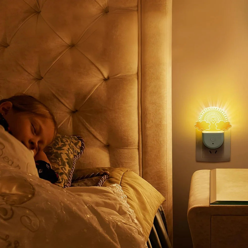 Veilleuses à brancher dans le mur, veilleuse à couleur changeante pour enfants, veilleuse LED RGB avec capteur du crépuscule à l'aube pour chambre d'enfants
