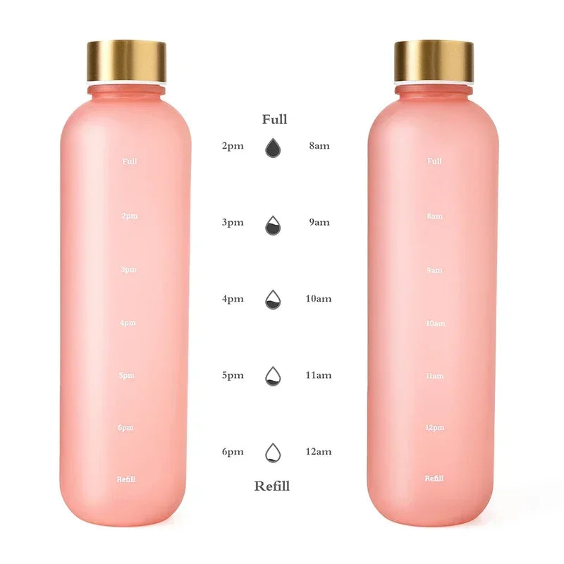 Nouveau 1L bouteille d'eau avec timbre de temps sans BPA réutilisable Fitness Sports voyage en plein air étanche tasse d'eau bouilloire givrée