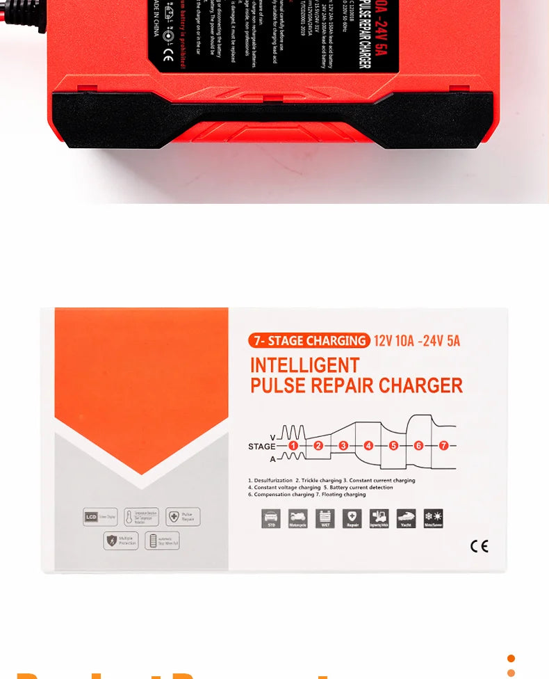 Chargeur de batterie de voiture 5A, chargeur de batterie intelligent 12V/24V, entretien automatique avec compensation de température pour tondeuse de camion