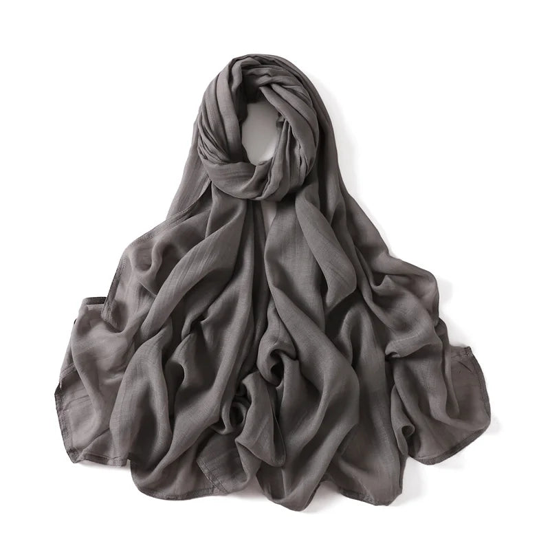 Ramadan Solid Color Plus Size Cotton Rayon Hijab Scarf Women's Muslim Headscarf Wraps Shawls Muslim Women's Headband Islamic Turban