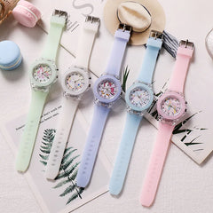 UTHAI C22 montre pour enfants montres brillent la nuit Quartz horloge numérique bracelet en Silicone mignon filles école primaire