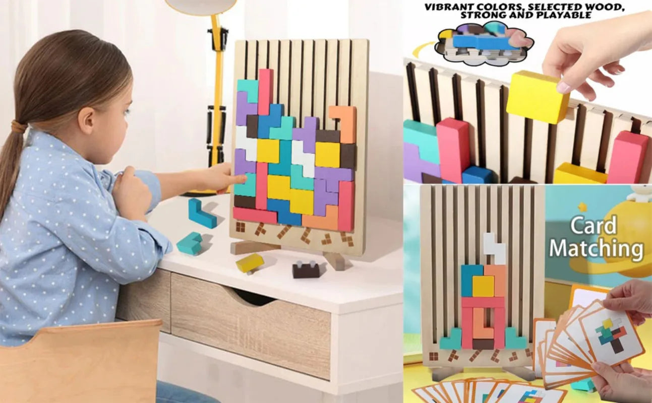 Puzzle en bois, jeu d'empilage pour activité de rassemblement familial, casse-tête STEM pour enfants et adultes, éducatif sensoriel Montessori