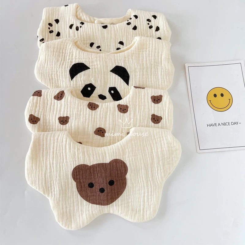 Bavoirs en coton imperméables pour nouveau-né, tissus réglables pour nourrissons filles et garçons, bavoir imprimé de dessin animé mignon, accessoires d'alimentation pour bébé