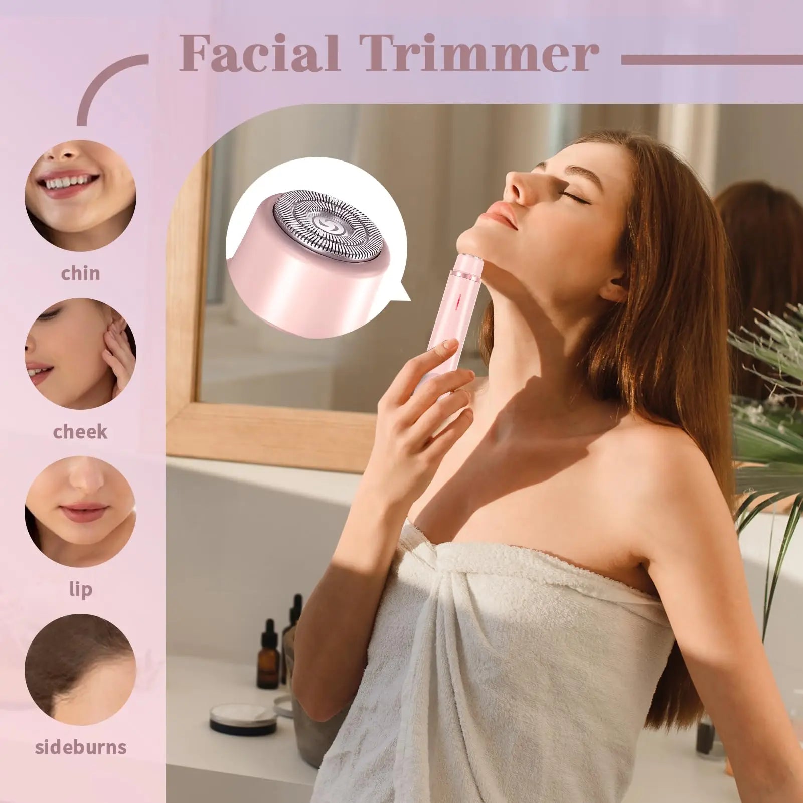 Electric shaver for women, waterproof shaver for wet and dry hair, 2-in-1 double head, double bikini trimmer, hair clipper, detachable head