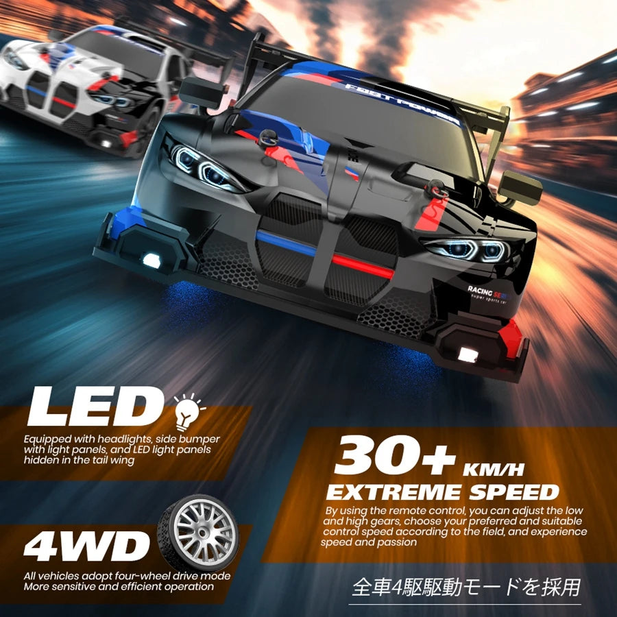 4WD RC Drift Car, High-Speed ​​Remote Control Racing Vehicle with LED Lights, 2.4GHz Radio, 4x4 Off-Road Truck, Children's Toy
