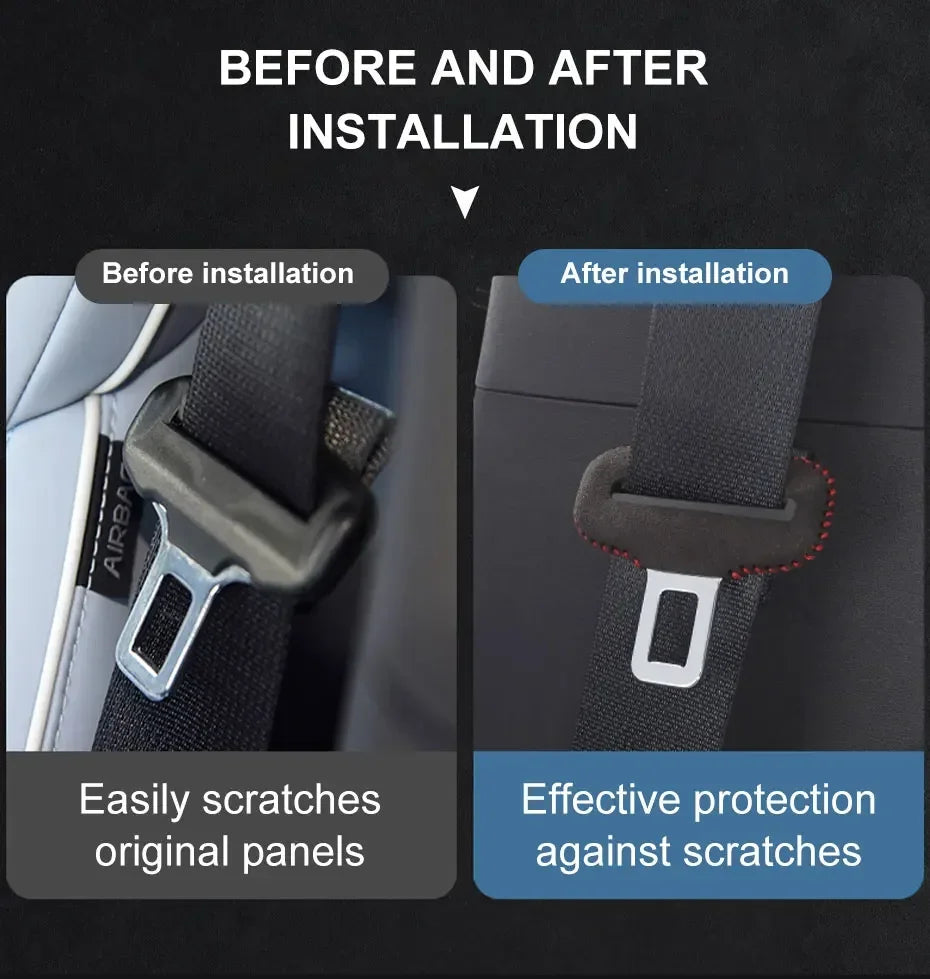 Boucle de ceinture de sécurité de voiture, Clip de protection, couverture intérieure avant et arrière, ceinture de sécurité automobile, Bulckle, Clips en cuir, accessoire