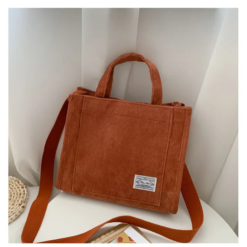Sac à main Simple en velours côtelé pour femmes, sac à main Portable de grande capacité, tendance, petit sac carré, sacs à bandoulière simples