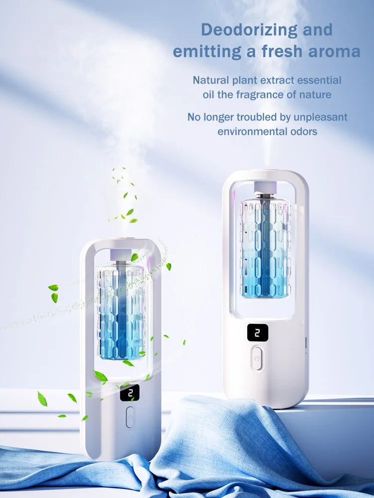 Diffuseur d'aromathérapie automatique pour éliminer les odeurs, adapté à un usage domestique, avec de l'huile essentielle pour le rafraîchissement de l'air.