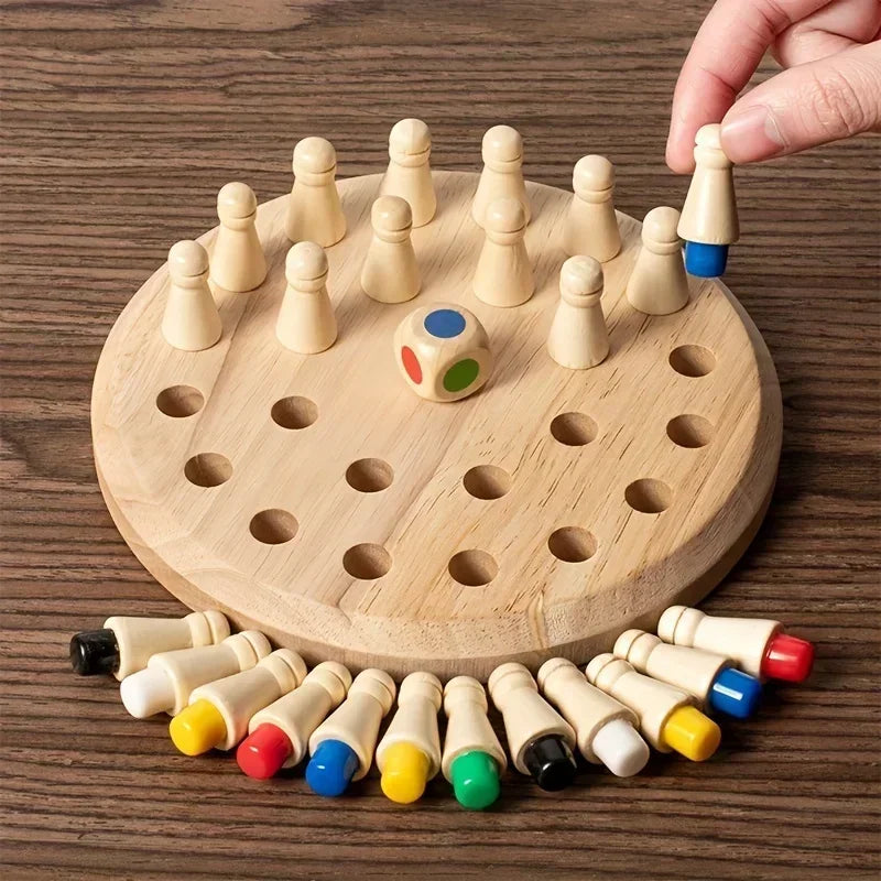 Jeu de mémoire en bois, Puzzle d'échecs éducatif pour enfants et adultes, niveau de compétence intermédiaire, jeu de société familial Portable