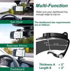 Support de téléphone de voiture rotatif à 360 degrés, Support GPS universel, Clip de tableau de bord, Support de téléphone portable de voiture dans la voiture pour iPhone