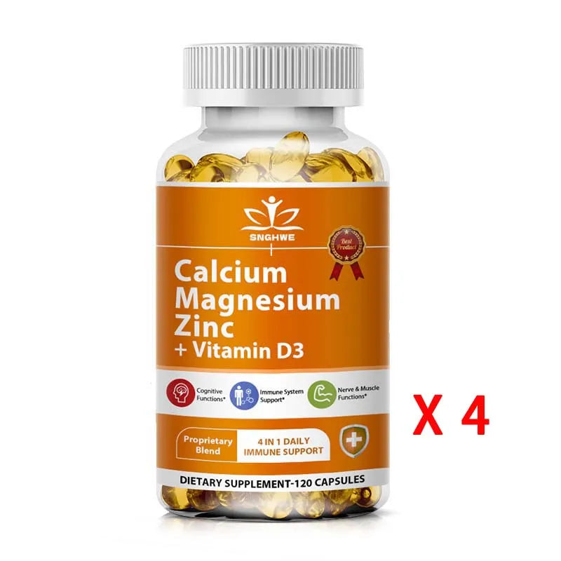 Supplément Calcium Magnésium Zinc D3 - Calcium 1000mg - Magnésium 400mg - Zinc 25mg Plus Vitamine D3 |   Non OGM |   Sans gluten