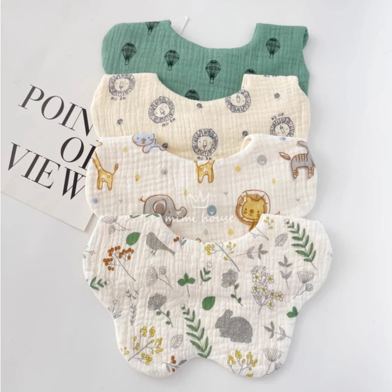 Bavoirs en coton imperméables pour nouveau-né, tissus réglables pour nourrissons filles et garçons, bavoir imprimé de dessin animé mignon, accessoires d'alimentation pour bébé