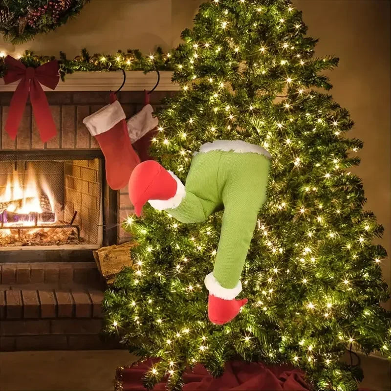 Children's plush Christmas tree decoration, door decoration, Santa's elf legs, home showdown ornaments, gift, surprise supplies