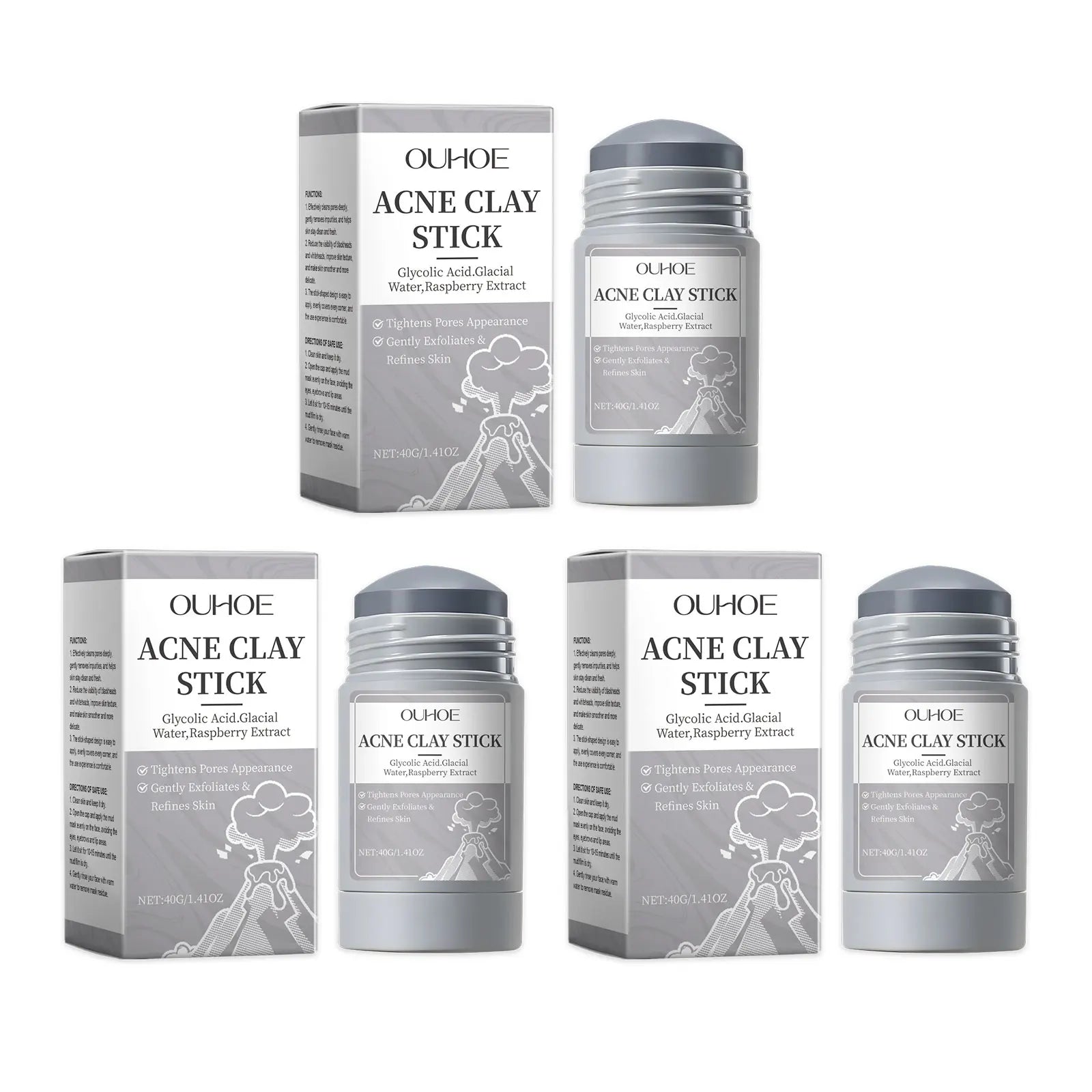 Masque de nettoyage des pores en argile, crème hydratante, exfoliante, contrôle de l'huile, points noirs, boutons, traitement de l'acné