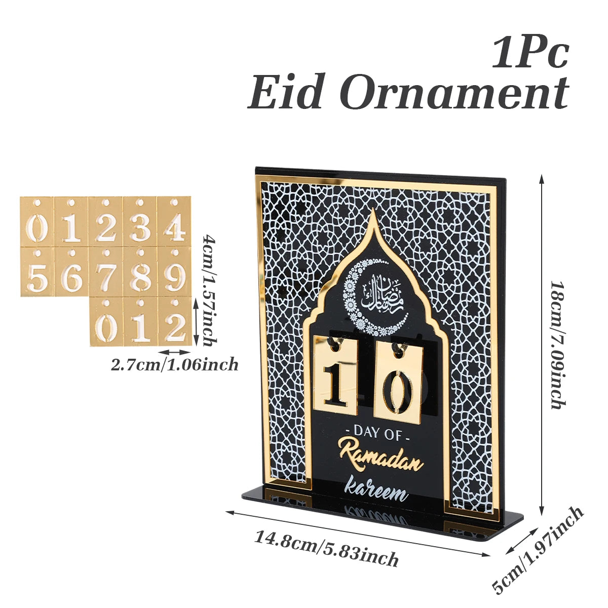 Calendrier de compte à rebours en acrylique pour Ramadan, ornements, cadeaux Eid Mubarak, décor pour la maison, fournitures de fête musulmane islamique 2025 Kareem