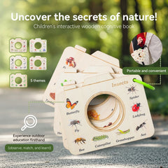 Livre en bois Montessori, jouets éducatifs, animaux d'extérieur, plantes, Puzzle cognitif, jouets pour enfants de 0 à 12 mois