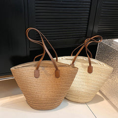Sac à bandoulière de grande capacité pour femmes, panier tissé en paille d'été, sac à main de luxe de styliste, sac de plage, fourre-tout de shopping Bali