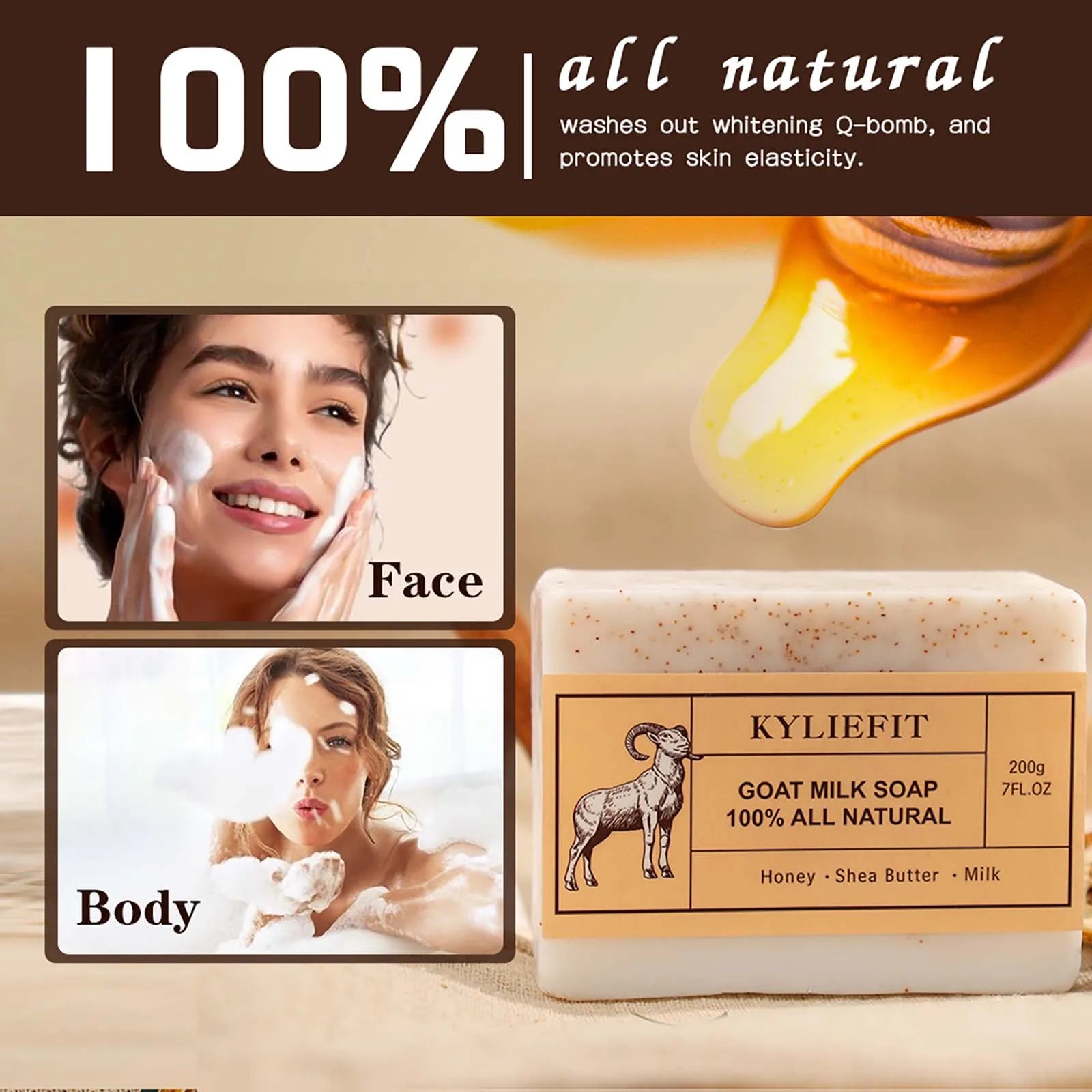 Organic goat's milk bar for all skin types, natural, whitening, nourishing, shea butter and honey doll, books, Regina