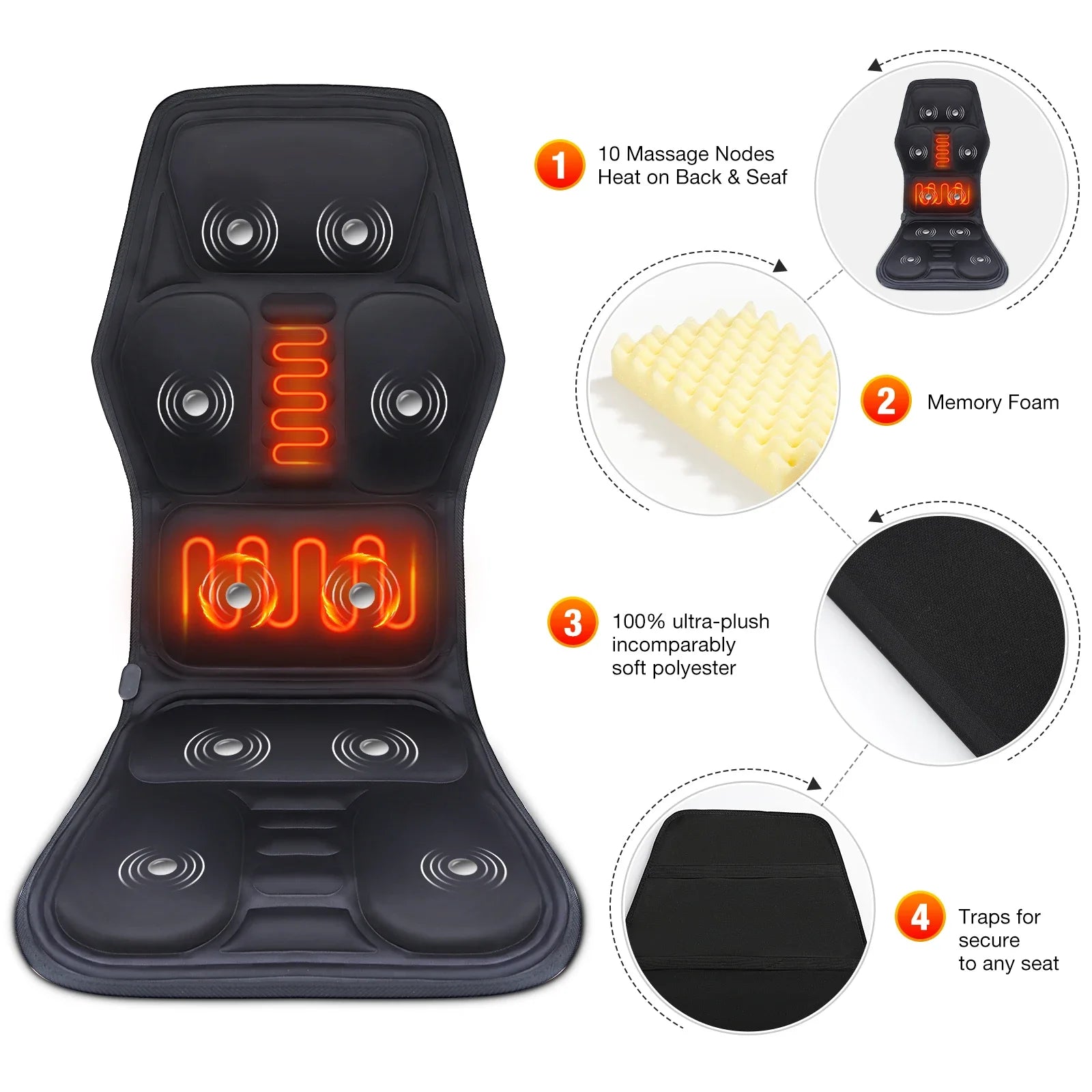 Masseur de dos électrique infrarouge, chaise de Massage complète du corps, coussin chauffant, vibrateur, voiture, maison, bureau, matelas lombaire pour le cou, tapis de chaise