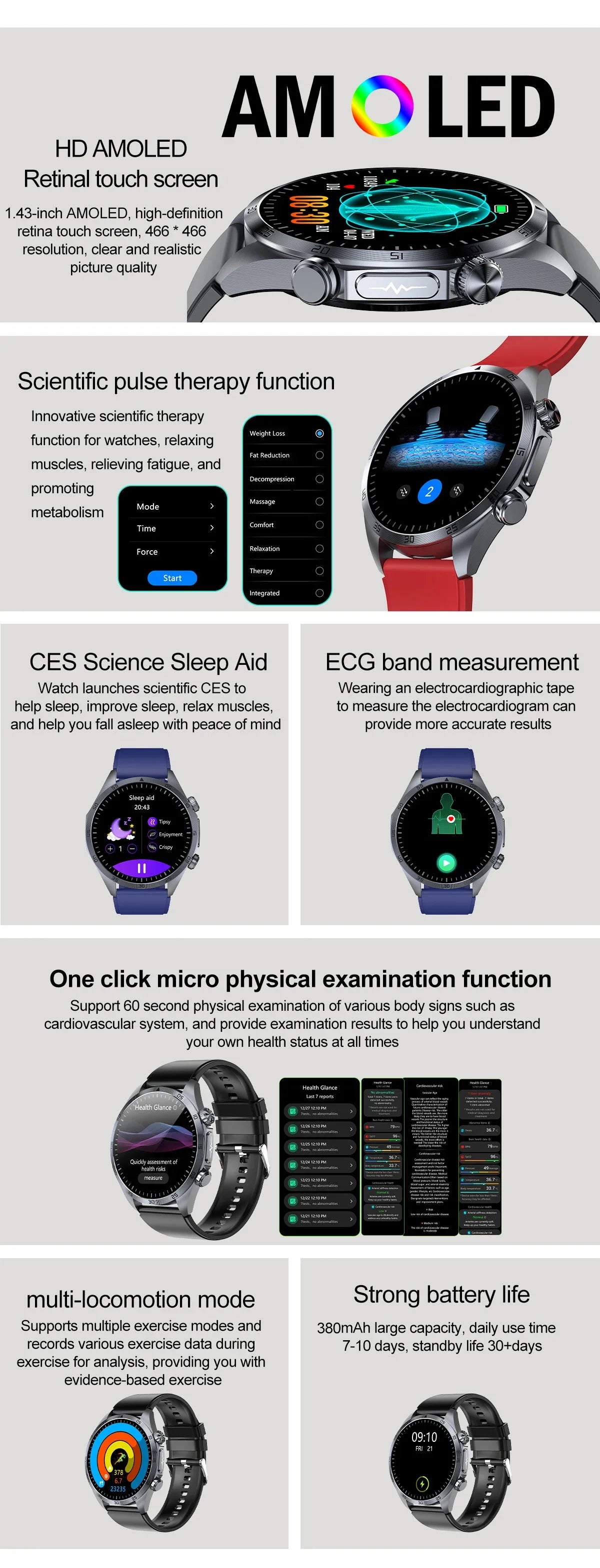 2025 nouvelle montre intelligente hommes pour huawei pression artérielle santé montre CES sommeil pulsé thérapeutique acide urique lipides sanguins graisse corporelle