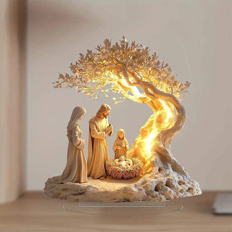2D Easter Nativity Scene Figurine, 1 Piece, Tabletop Decoration, Nativity Figurine Set, Home Decoration, Church Gift